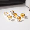 Geometric Cubic Zirconia Earrings For Women Minimalist 18K Gold Plated Stainless Steel Clip Earrings Fashion Jewelry