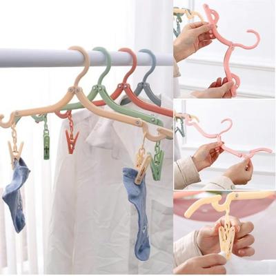 5pcs Travel Portable Folding Hanger Space-Saving Travel Hangers with Clips Multi-Functional Clothes Drying Rack Storage Organizer