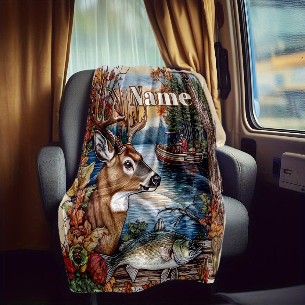Deer And Fish Customize Your Name Rv Blanket Comfortable Soft Lightweight Allseason Multipurpose Blanket For Travel Camping Picnics Sofas Rvs Beds