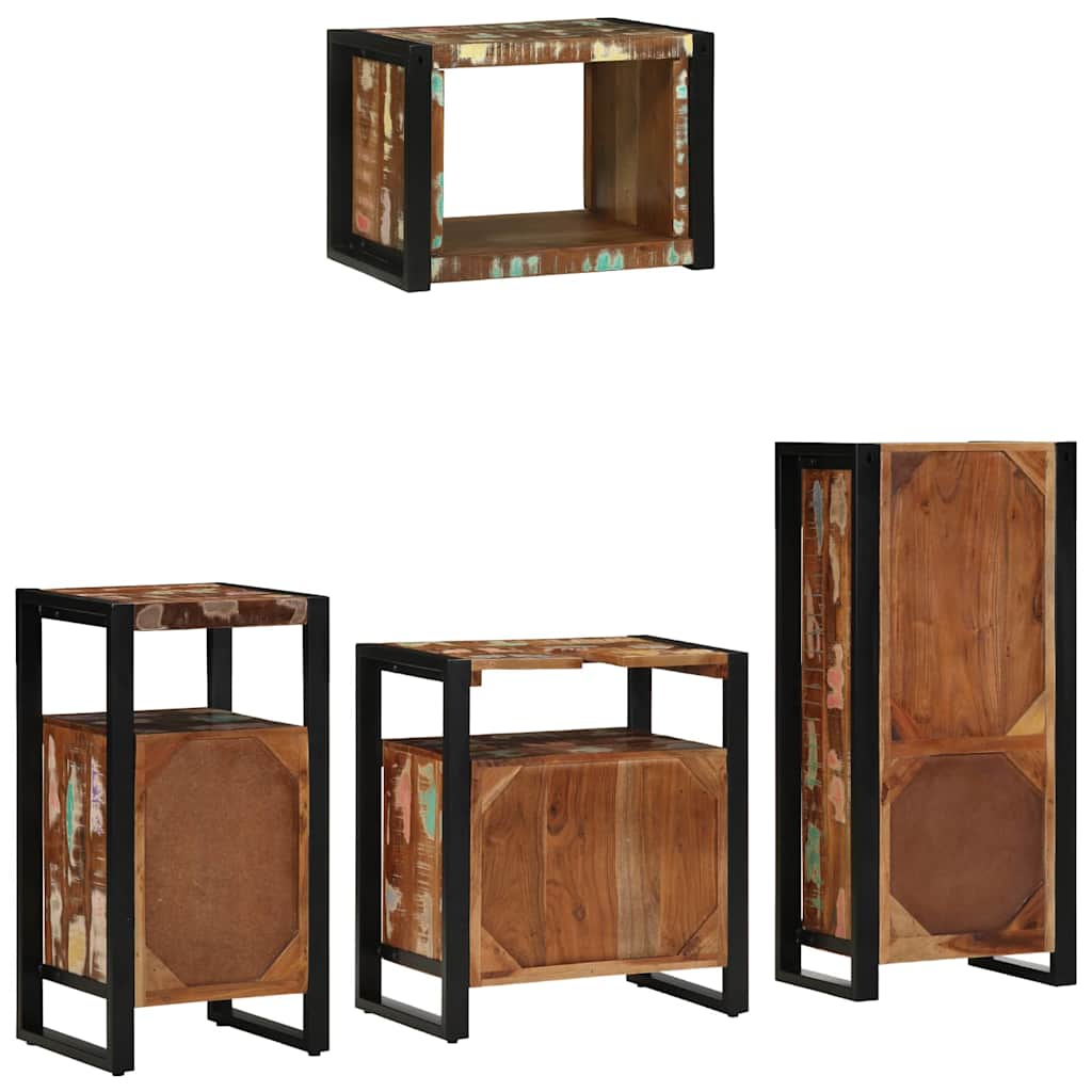 Bathroom Furniture Set with Shelf 4 pcs Solid Upcycled Wood