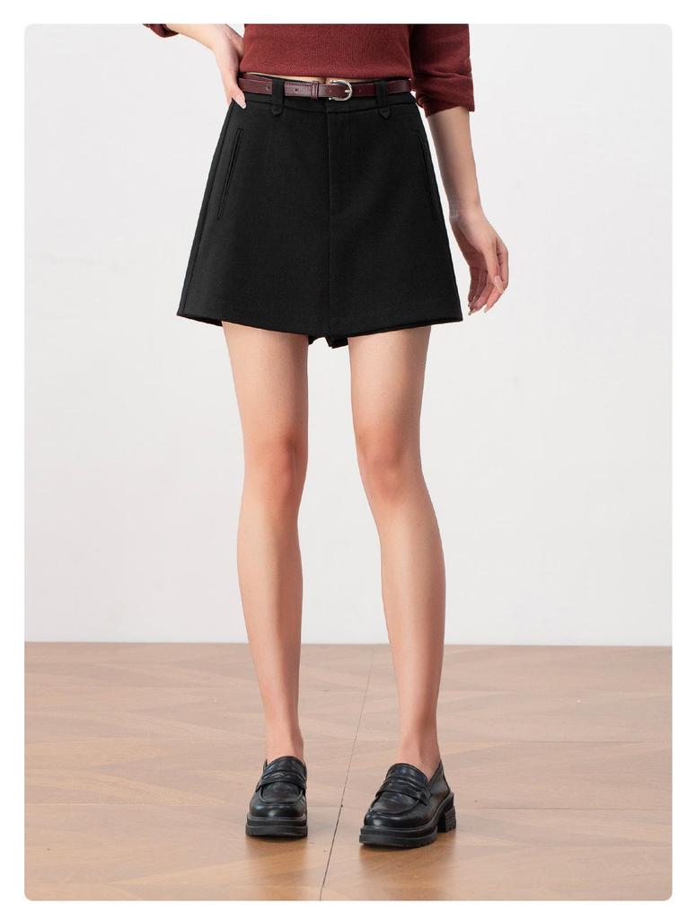 Academy Style Damen High Waist Graue A-Linien Culottes - Schlankmachende Petite Rockshorts für Herbst 2025