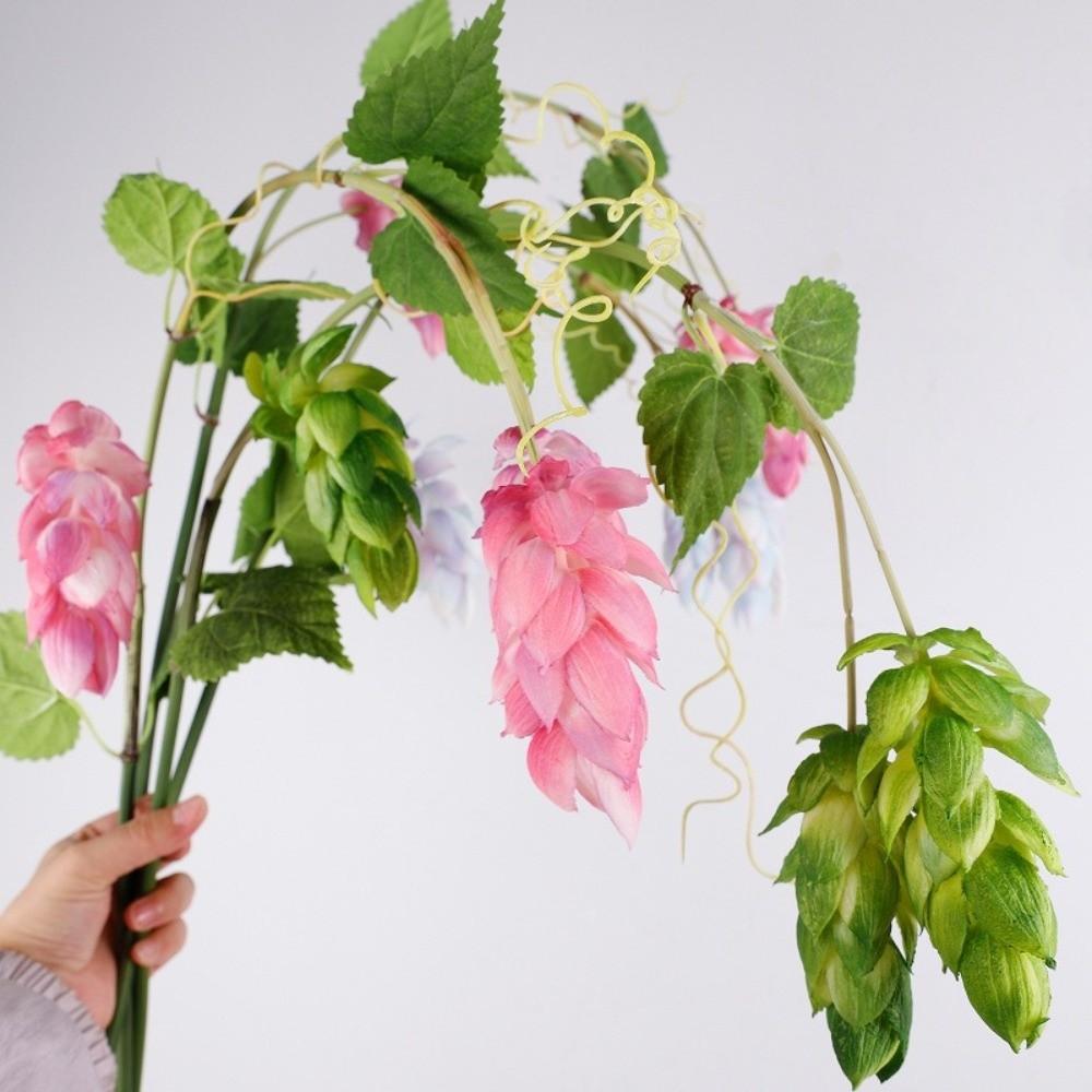Real Touch Artificial Hops Branch 3 Heads Hops Plant Stem Faux Hops Vine Home Office Decor