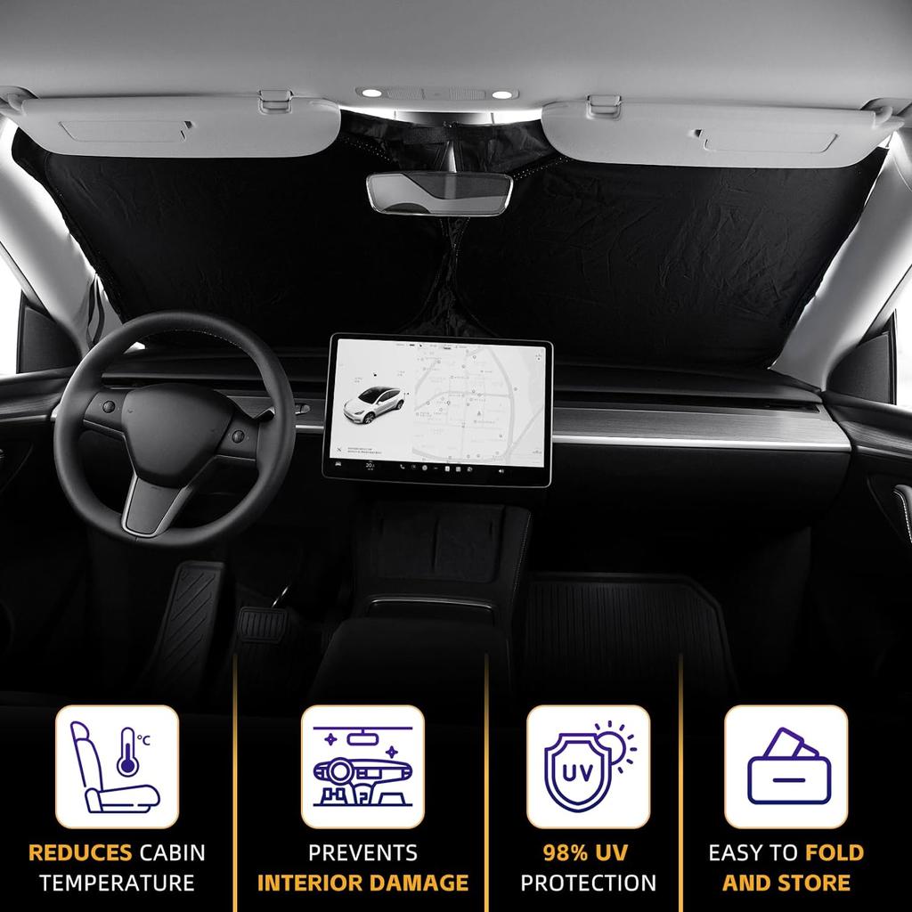 Αλεξίπτωτο παρμπρίζ Κατάλληλο για Toyota Highlander 2020-2024 Double Layer 240T Μπροστινό παράθυρο Sun Shade Custom Fit Sun Visor Πτυσσόμενο Sun Shade Block Uv