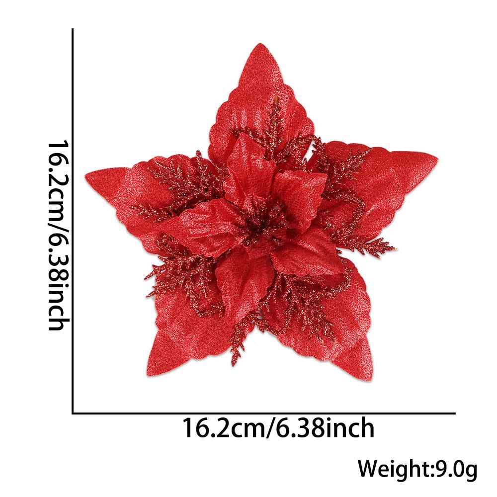 

16см Рождественская Красивая Искусственная Головка Цветка с Блестящими Золотыми, Серебряными и Красными Акцентами Pink Christmas Flower