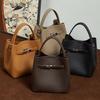 First Layer Cowhide Vegetable Basket Bucket Bag Women'S Leather Versatile Premium Shoulder Bag Portable Oblique Span Women'S Bag