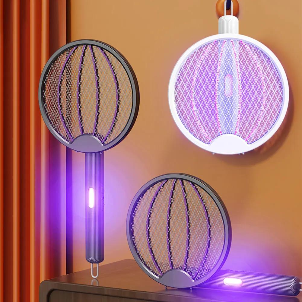 Foldable Bug Zapper Racket Rechargeable Mosquito Swatter Fly Killer and Mosquito Trap Lamp for Indoor and Outdoor