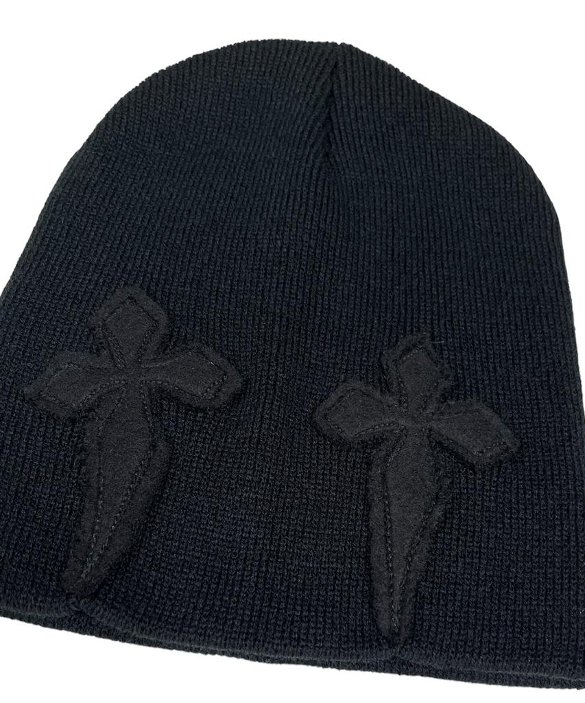 SK8ER ROCK Gothic Cross Beanie ((Black*Napping Terry)