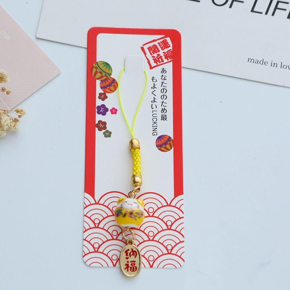Cartoon Maneki Neko Pendant Car Keyring Phone Strap Ornaments Fashion Lucky Cat Keychain  Gifts