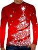 Men Christmas Tree Long Sleeve Pajamas Warm Mesh Autumn Winter Base Top