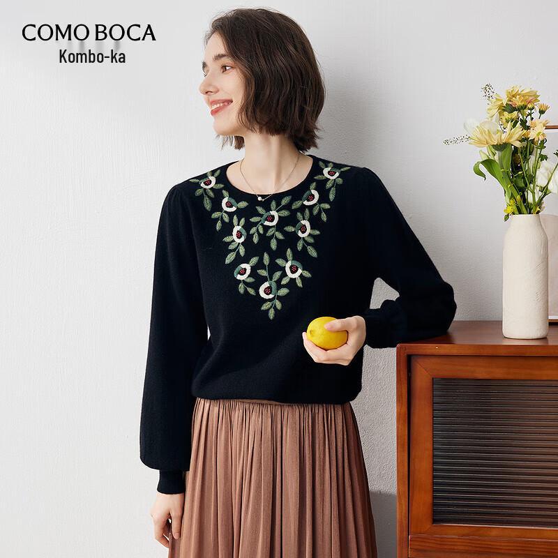 

KEMENBOCA Women s Pure Cashmere Embroidered Knit Sweater L