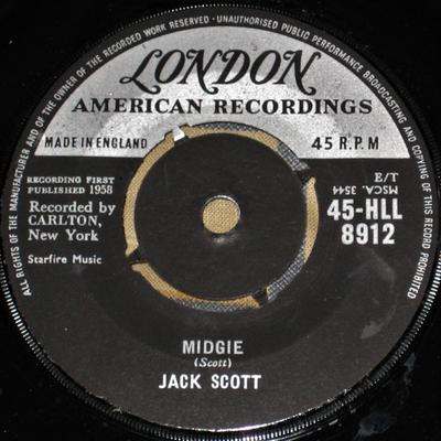 7inch Record JACK SCOTT - Midgie 45HLL8912 London Records, 1959 UK Rock Used