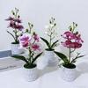 Butterfly Orchid Faux Plant With Handcrafted Plastic Base For Office Decor
