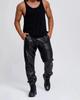Men's Leather Black Lambskin Sweat Pants Handmade Soft Leather Joggers Trousers
