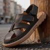 Sandales pour Hommes Respirantes Cuir Creux Bout Fermé Anti-Odeur Nouvelles Semelles Souples Antidérapantes Résistantes à l'Usure Chaussures d'Extérieur pour Plage pour Adolescent