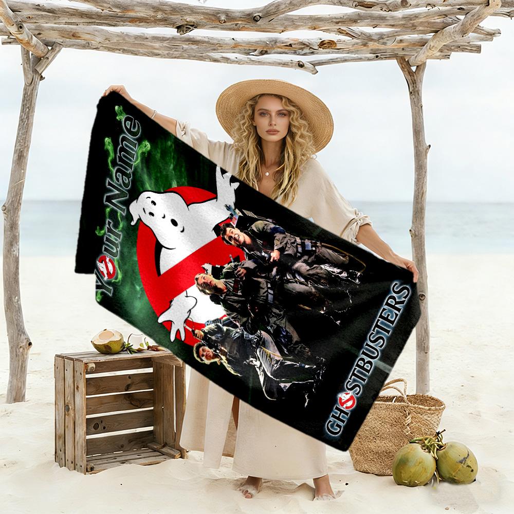 Ghostbusters Personalized Name Beach Towel High Absorbency & Quick-Dry Ideal for Travel Outdoor Swim Pool Yoga Surf Camping Hiking Gym Gift Holiday