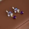 Niche Design Stud Earrings Female Purple Butterfly Flower Crystal Fringed Earrings Diamond Pearl Unique Earrings