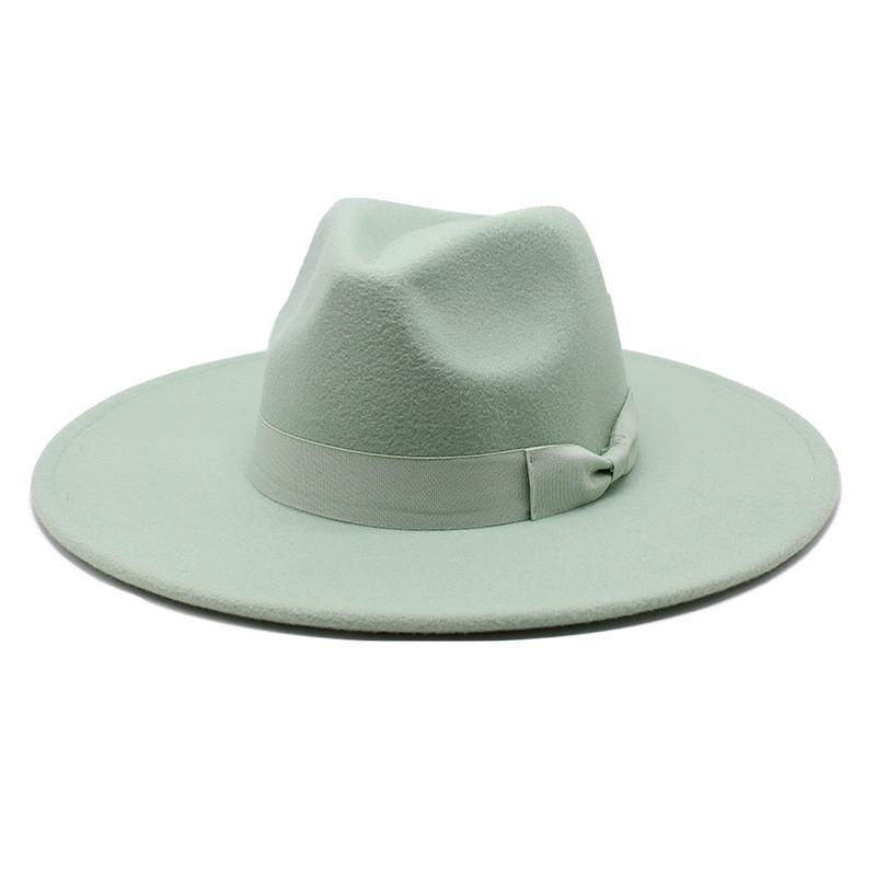 Wool Felt Hat With Large Brim And Bow For Retro Festival Wear
