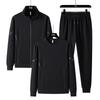Men's Plus Size Cotton Sportswear Set: Stand Collar Jacket & Crew Neck Sweatshirt, Two or Three Piece Casual Set