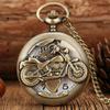 Orologio da tasca al quarzo con motivo di moto e auto retrò, catenella con ciondolo design MOTO, regali per uomo