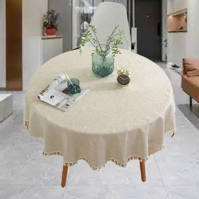 Color Solid Round Tassel Tablecloths Table Cover Indoor Outdoor Decorations