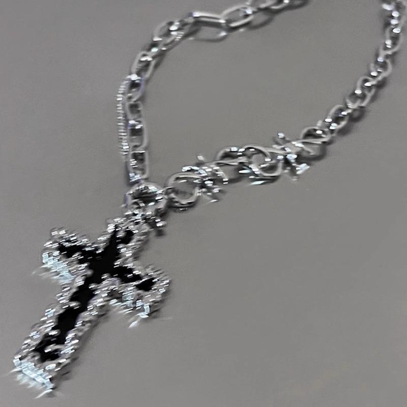Punk hiphop cross necklace women's long hip hop sweater chain accessories men's trend fashion collarbone chain
