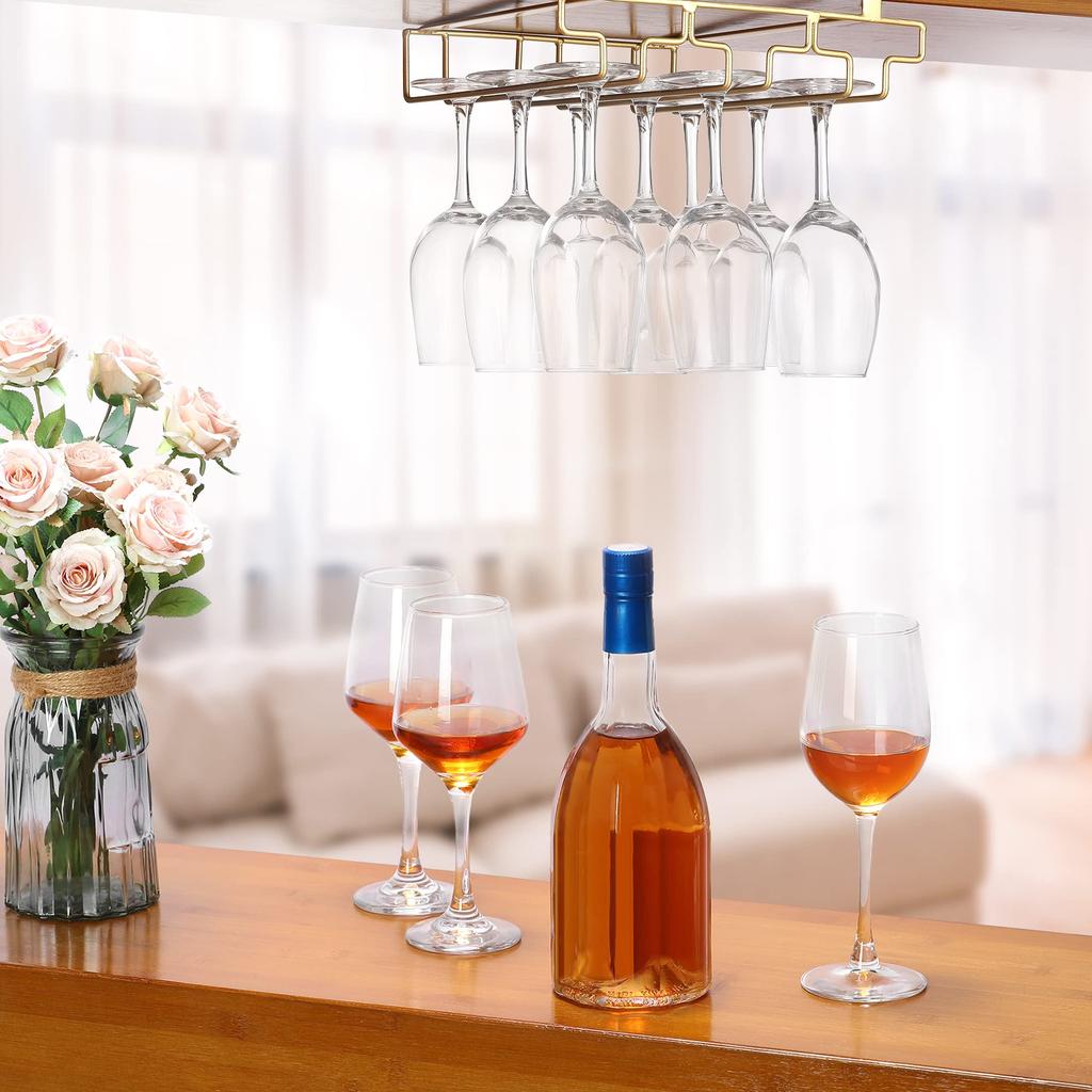 FOMANSH Wine Glass Hanging No Drilling No Screws Adjustable Shelf Gold Holder, Type, Required, Needed, Thickness, Kitchen,