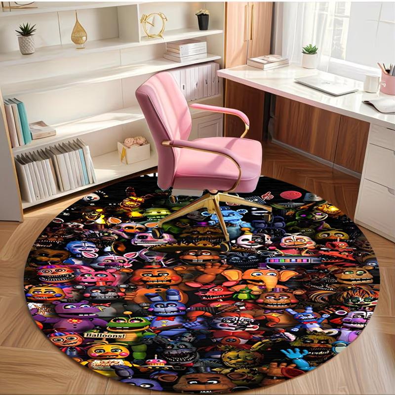 Five Nights at Freddy's Print Round Rug, Washable Floor Carpet, For Entryway Dorm Laundry Room Office Study, Home Decor Birthday Christmas Gift