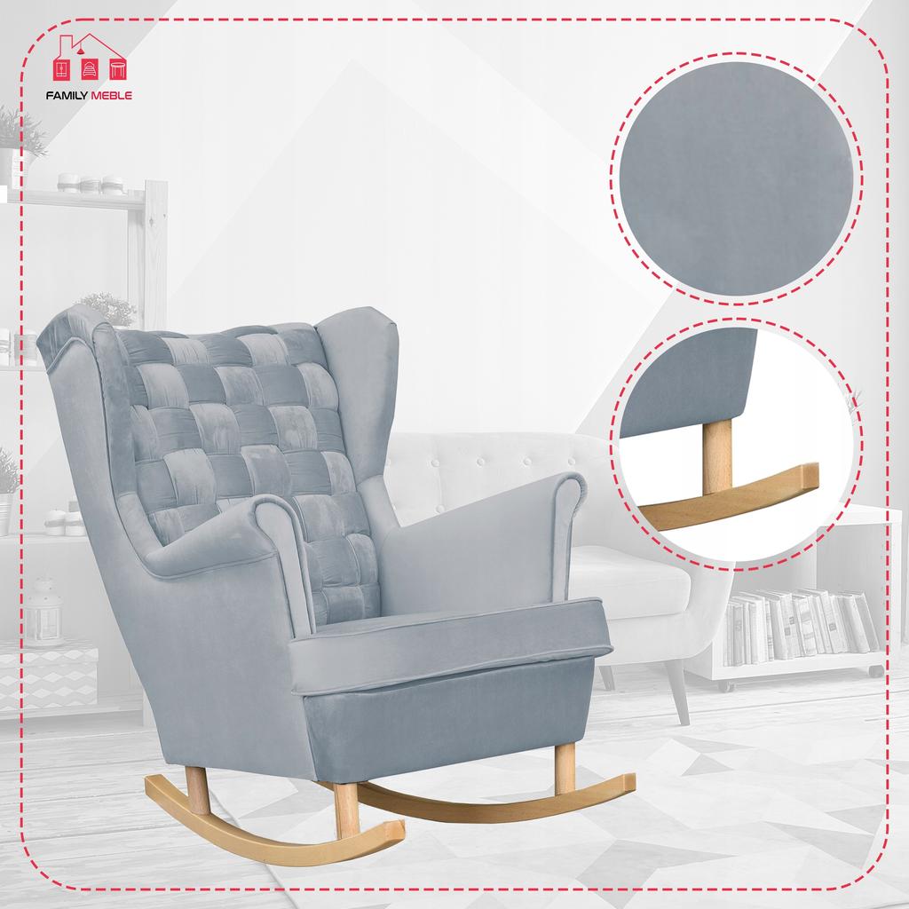 Carol Rocking Chair, Scandinavian Family Meble, Steel, Light Grey