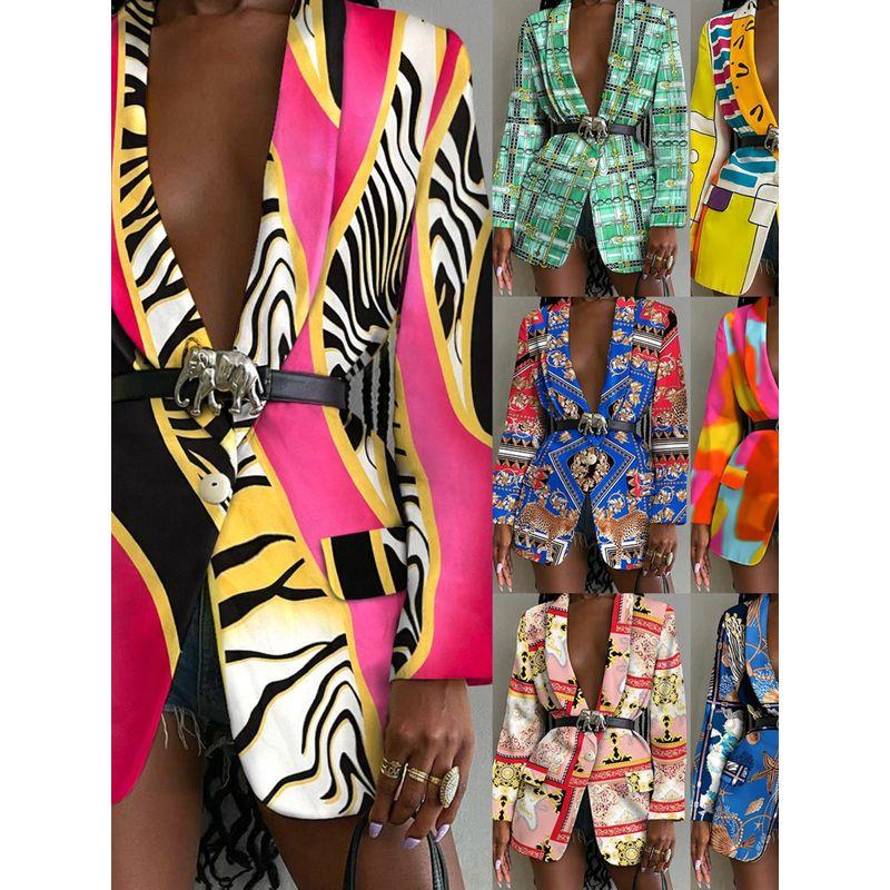 

Amazon Мода Стиль Уличный Элегантный Горячая Распродажа Мода Сексуальный Принт Верхняя Одежда Костюм Женская Мода Без Ремня Red Tie Dye 2XL