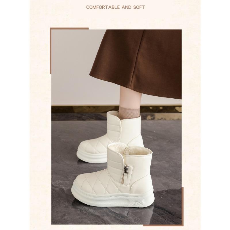 Women S Warm Fleece Lined Thick Sole Elevated Casual Winter Snow Boots