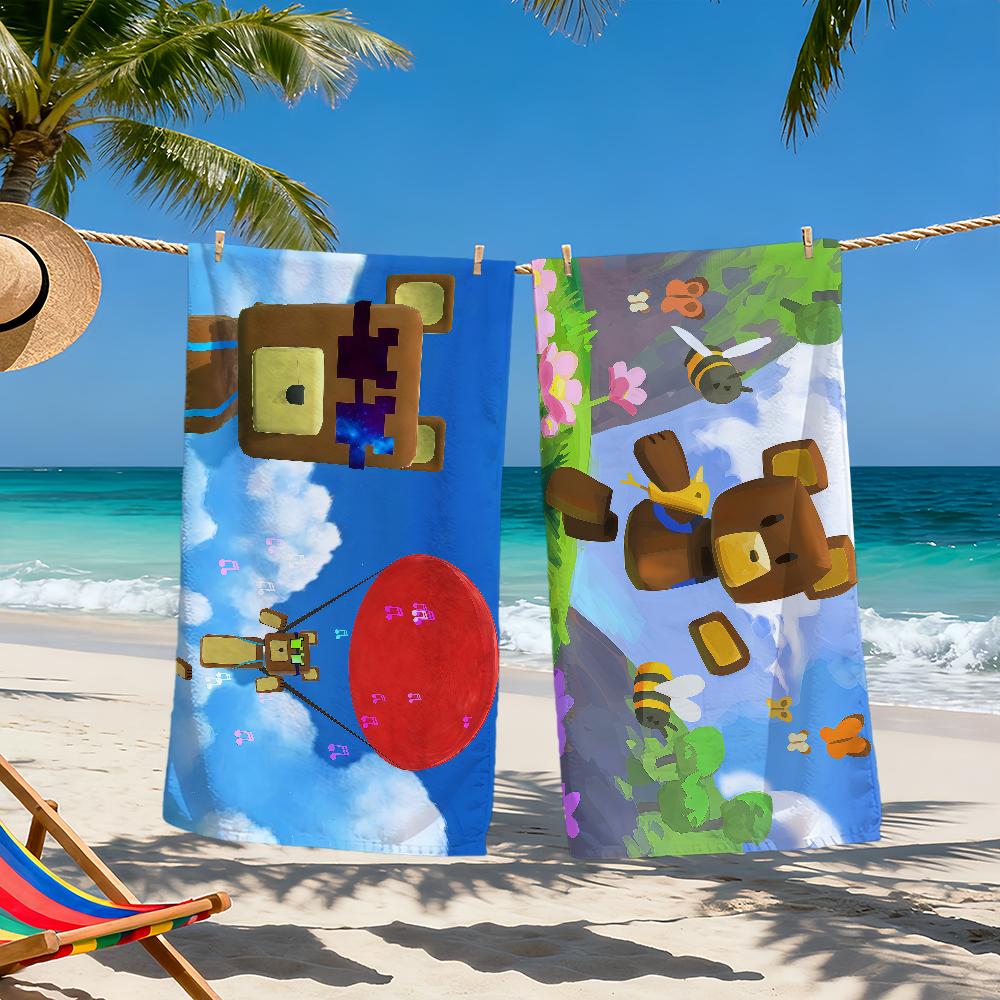 Funny Cute Game S-Super Bear A-Adventure Soft Beach Towels Trip Swim Pool Bathing Towel Gym Spa Home Decor Gift Holiday Vacation