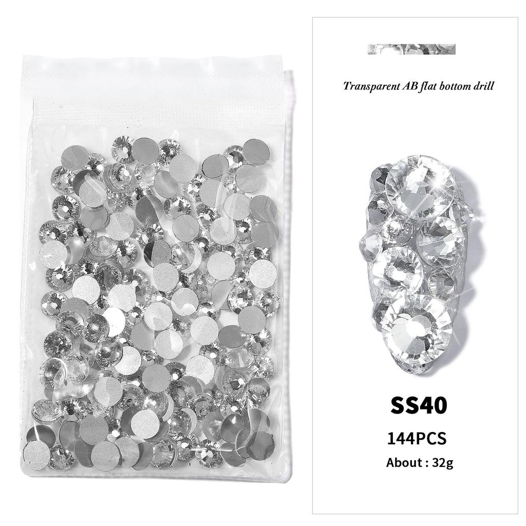 Nail Art Flat Bottom Drill Transparent Drill Ab Drill Nail Drill Diy Nail Ornament Nail Art Ornament Rhinestone