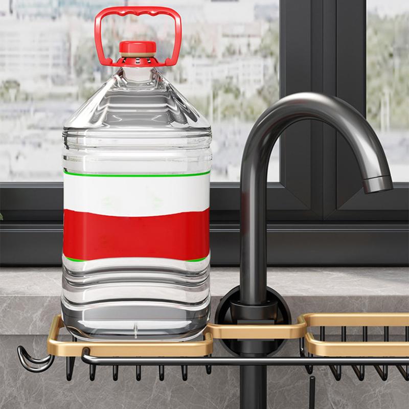 A Pair Stainless Steel Sponge Storage Rack Kitchen Storage Shelf Adjustable Sink Storage Rack Household Multipurpose Faucet Racks Drain Dry Rack