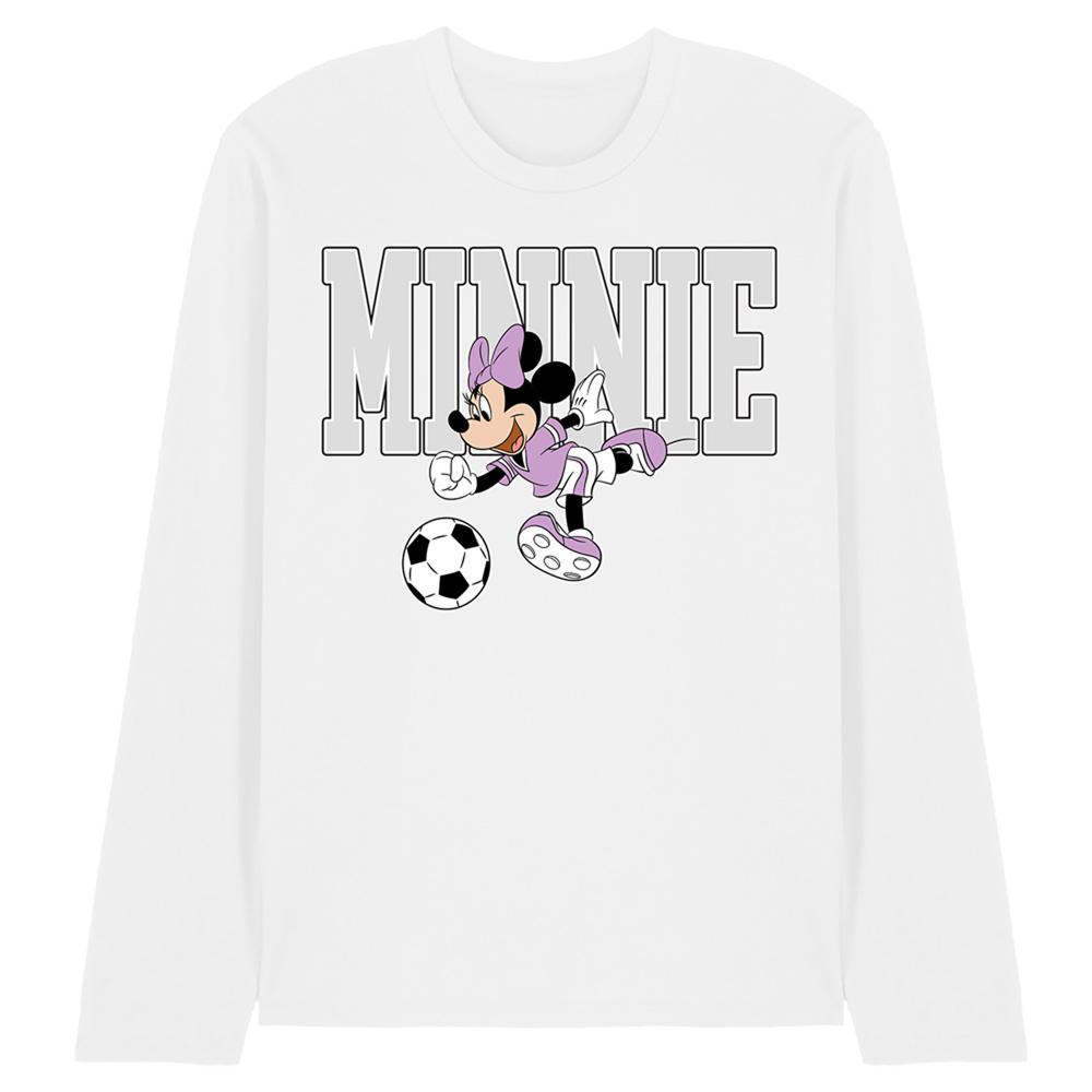 Disney Unisex Adult Kick Minnie Mouse Football Long-Sleeved T-Shirt