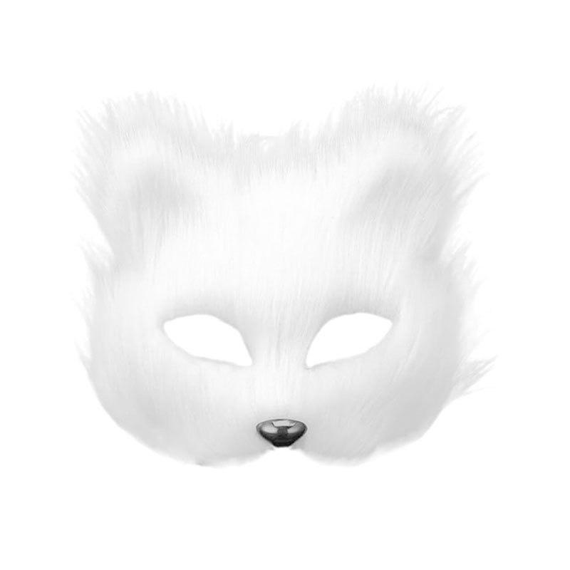 

Маска лисиці з довгим волоссям на пів обличчя - Хелловінський маскарадний реквізит