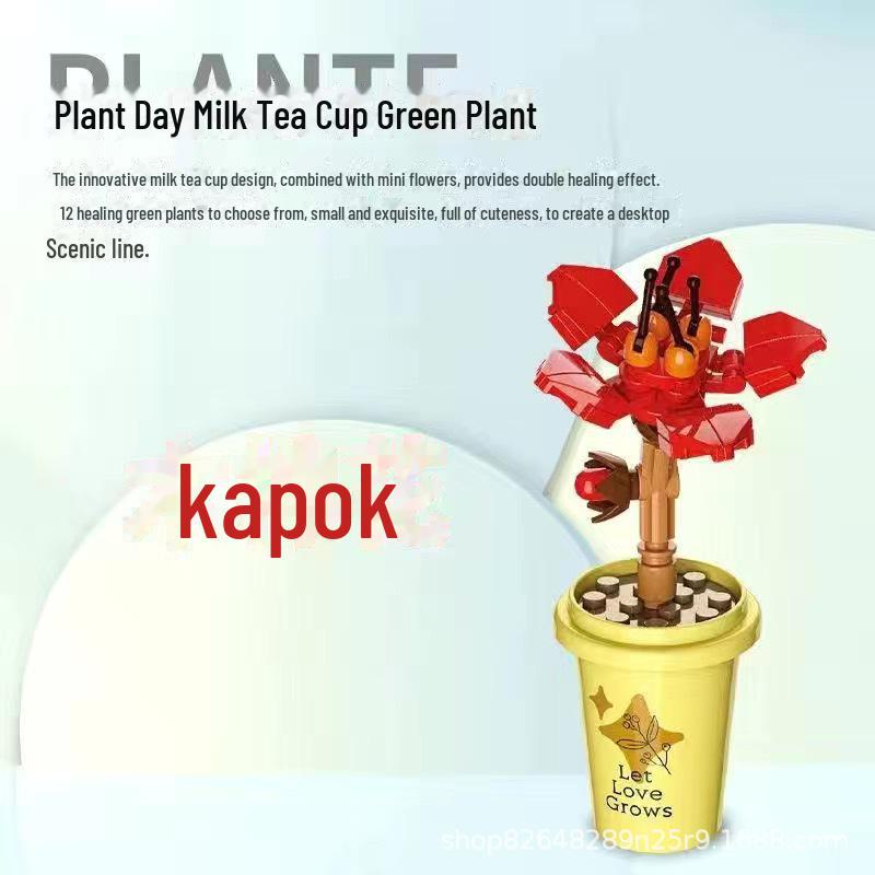 JAKI Jiaqi 2710 Мини-конструкторы для цветочного горшка с зелеными суккулентами