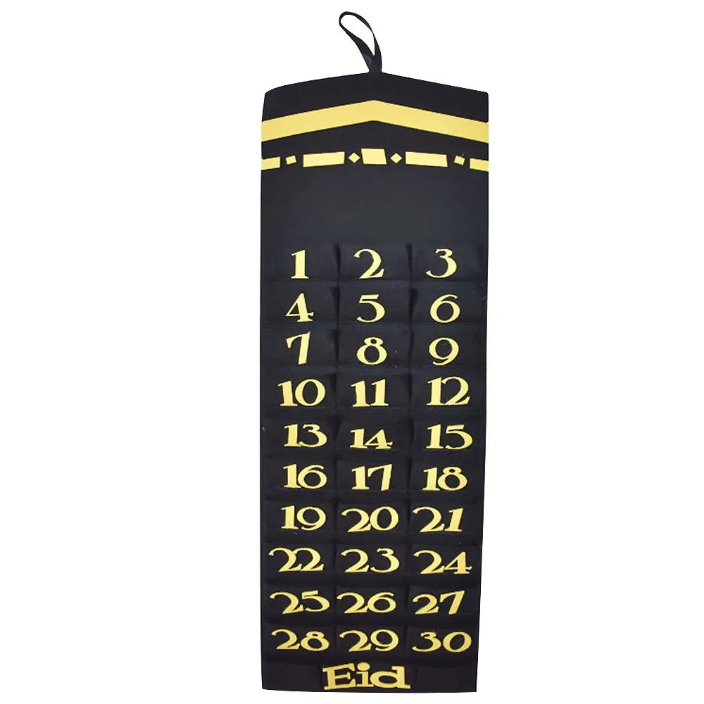 Eid Mubarak Calendrier en Feutre DIY Compte à Rebours Décoration Ramadan Pour la Maison Cadeaux Enfants Fête Islamique Musulmane Eid Ramadan Kareem
