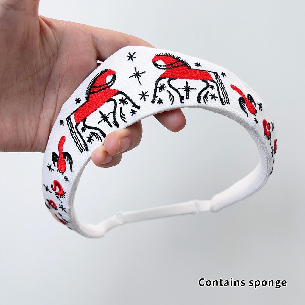 Fabric Horse-Shaped Embroidered Bird Headband For Women British Retro Hair Accessories For Girls Home Leisure Headwear Gift