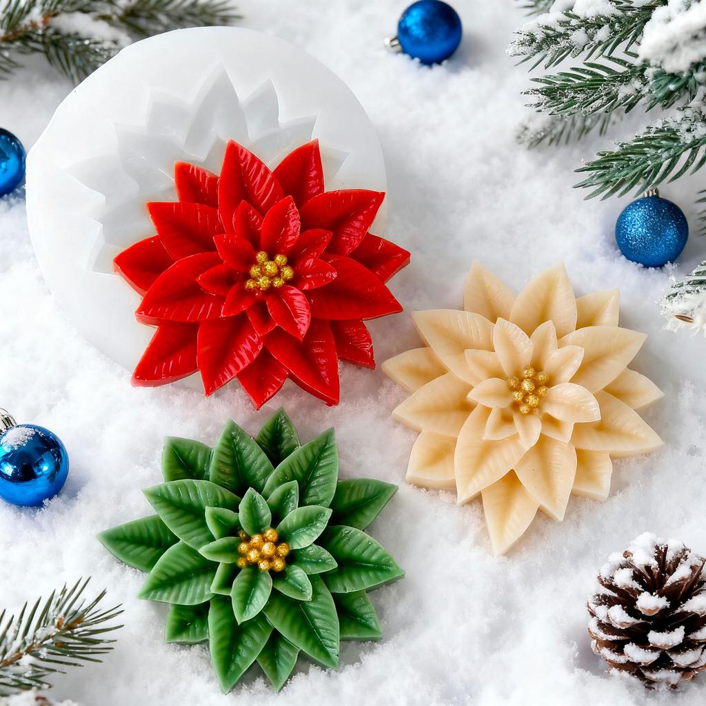 Ilex Chinensis Aroma Candle Silicone Mold DIY Christmas Holly Leaf Berry Gypsum Resin Mould Handmade Soap Making Supplies
