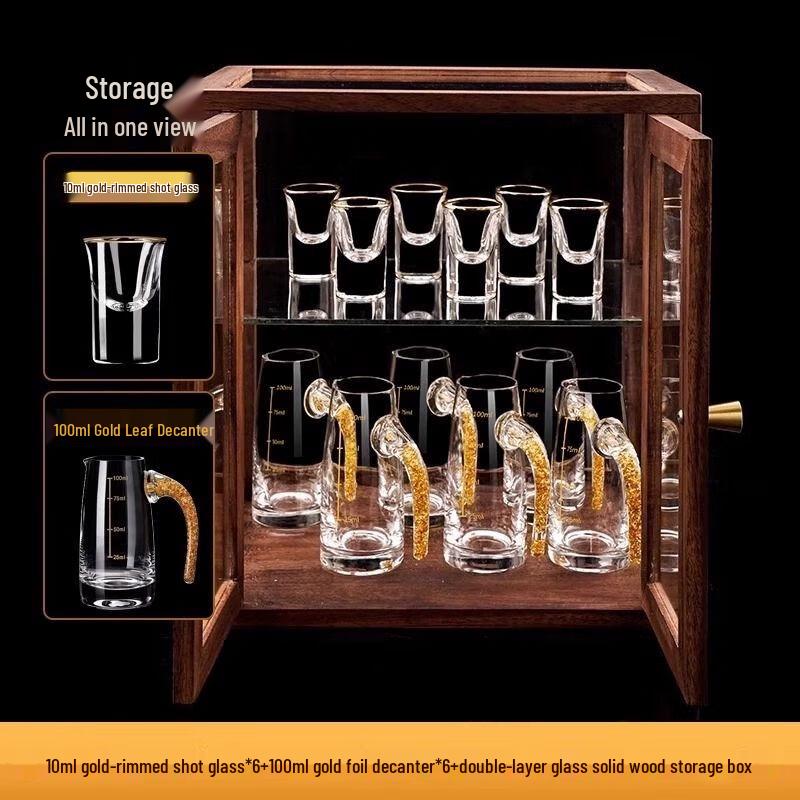 TXRMDX Gold Leaf Double-Wall Glass Liquor Set
