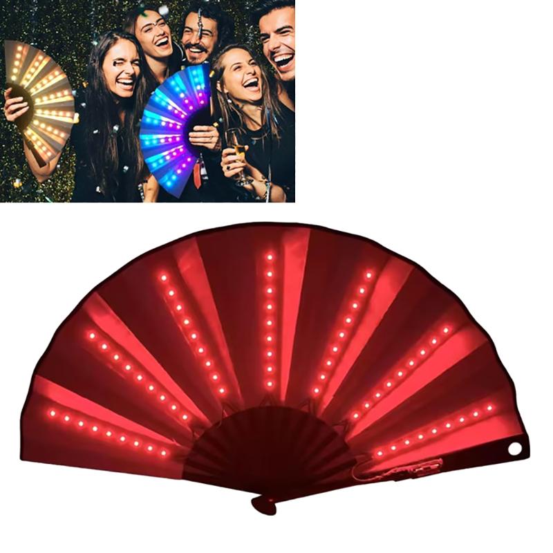 Glow Folding Led Fan Dancing Light Fan Night Show Halloween Christmas Rave Festival Accessories Glow In The Dark Party Supplies