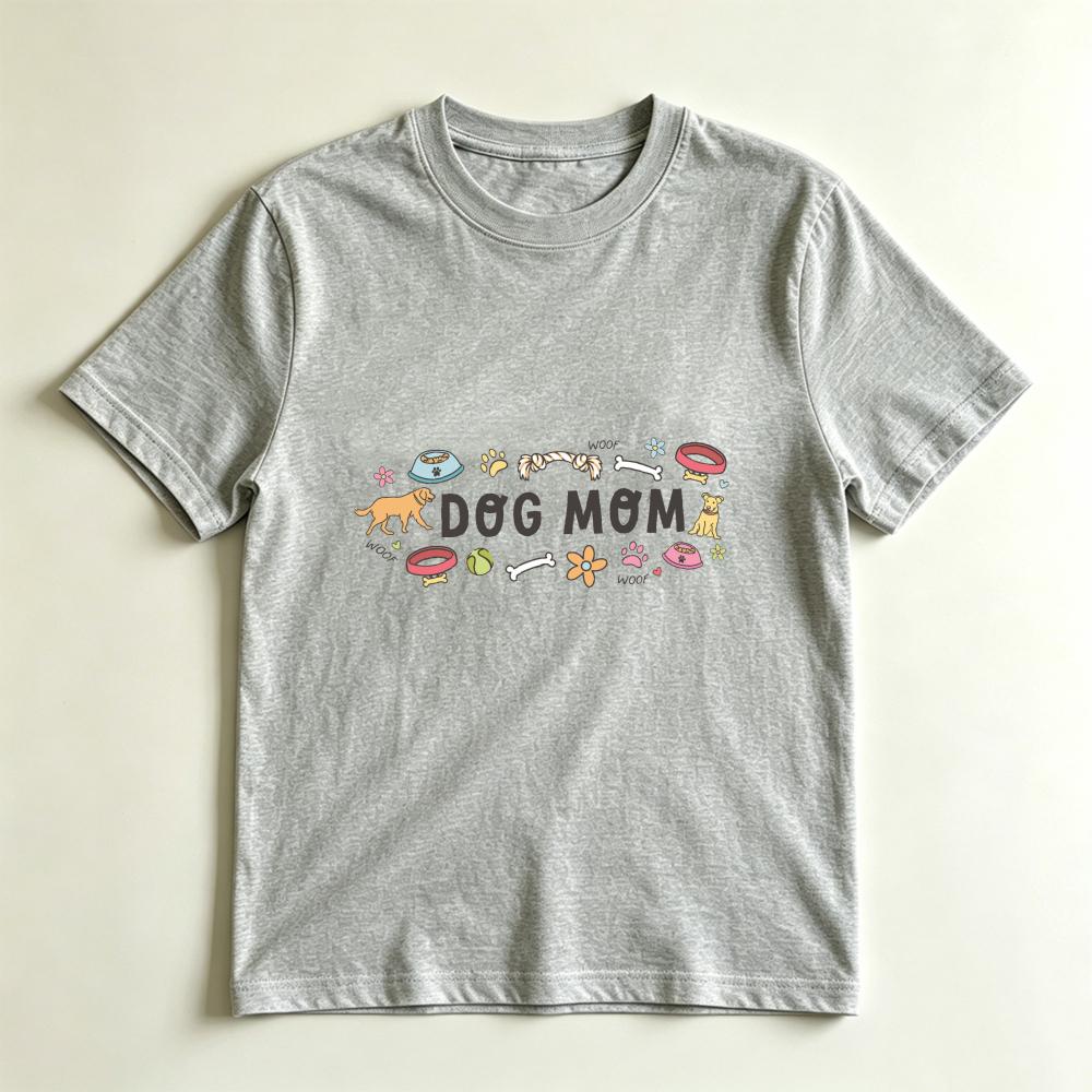 Cute Dog Mom Tee Dog Mom Life Short Sleeve Unisex Summer Daily Life Casual Crewneck Cotton Tshirt Fur Mom Gift Tshirt S