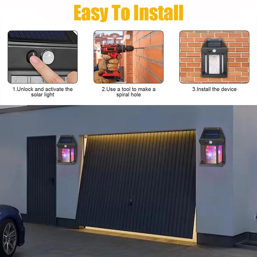 Outdoor Solar Tungsten Wall Light with Motion Sensor IP65 Waterproof LED Safety Light for Patio Outdoor Deck Porch Barn Balcony