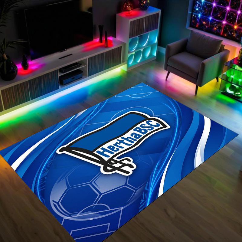 Hertha Bsc FC Design Crystal Velvet Carpet Cozy Non?Slip Printed Rug For Bedroom Living Room Entrance