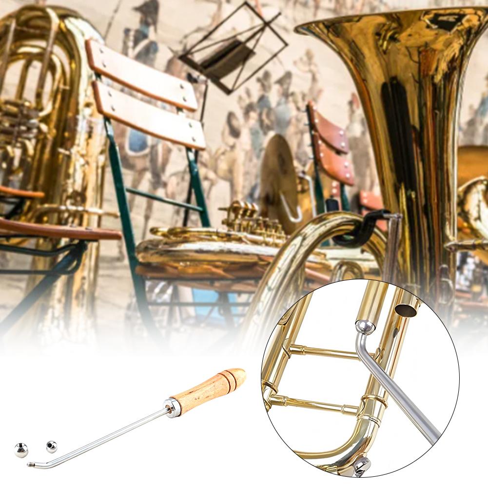 Trombone Neck Maintain Tools with 3 Sheet Metal Balls Saxophone Ball Head Tool Sax Neck Maintenance Tool for Trumpet French Horn