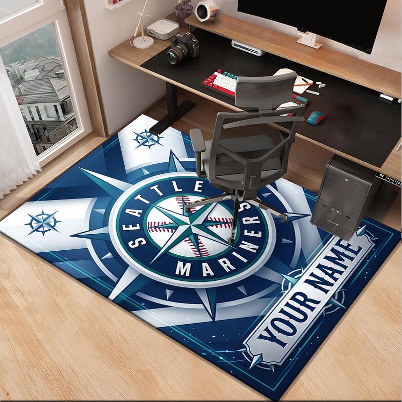 Custom NameMariners Team Logo Carpet, Indoor Rug, Chair Rug, Living Rooms, Doormat Made From Polyester Home Decor Birthday Christmas Gifts