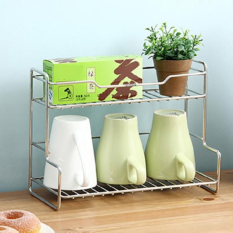 Schlafzimmer und Küche Doppellagiges Robustes Edelstahl-Lagerregal zur Organisation von Büchern, Zeitschriften und Gewürzen