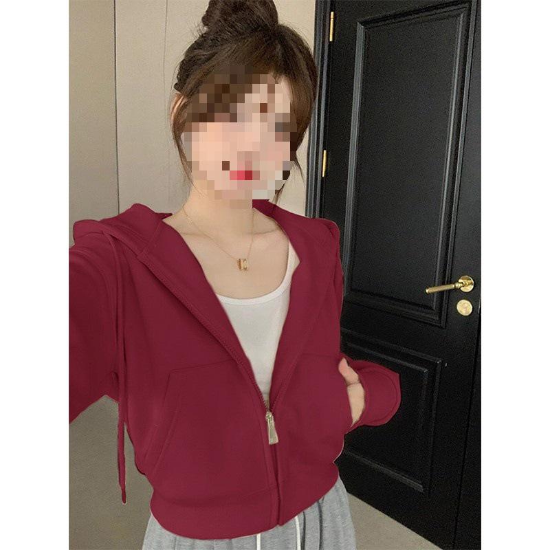 Women's Grey Hooded Sweatshirt - Casual, Slimming, Versatile Early Autumn Style