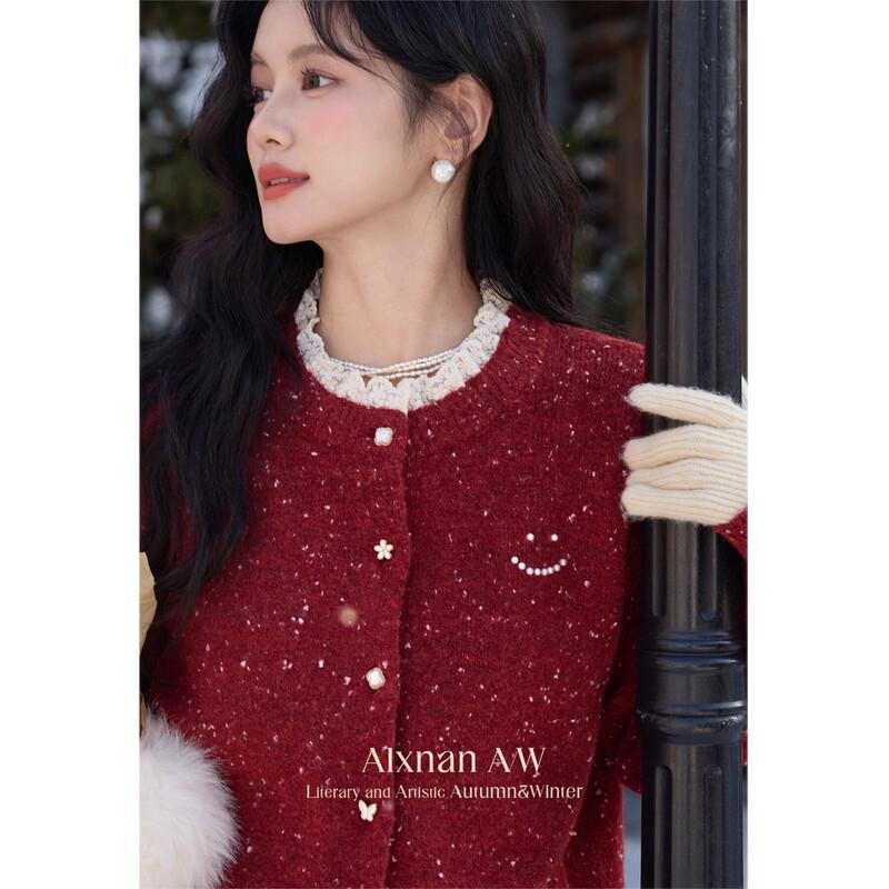 Luxiangnan  Mist Capital Lover  Red Christmas Sweater S