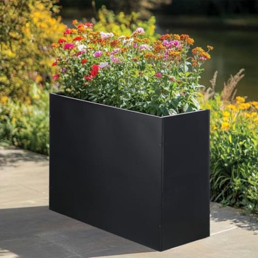 Metal Rectangular Planter Box Tall Planters for Outdoor Plants Modern Heavy Duty with Drainage Holes for Outside Indoor Patio D